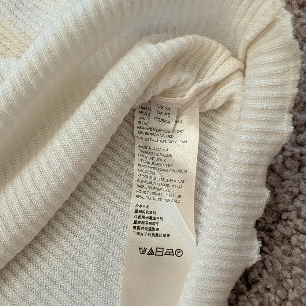 Free People Ivory Prism Ribbed Knit Sleeve Mock Neck Sweater Size XS